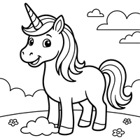 Unicornio Feliz en un Campo de Hierba