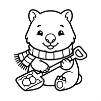Cute Winter Bear with Snow Shovel