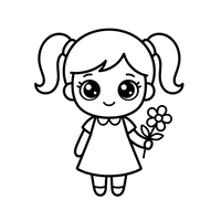 Cute Girl with Flower Pigtails