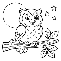 Cute Owl Under the Moonlight