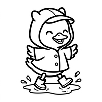 Happy Duck in Rain Gear
