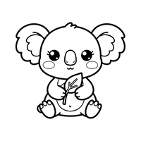 Adorable Koala Holding a Leaf