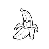 Adorable Plátano Kawaii Pelado