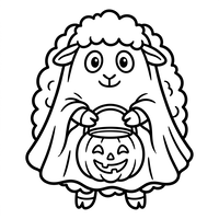 Vampire Sheep with Halloween Pumpkin
