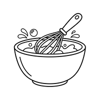 Schneebesen und Schüssel bereit zum Backen