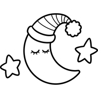 Lune Endormie avec Bonnet de Nuit et Étoiles