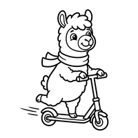 Lama auf einem Tretroller