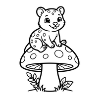Süßes Leopardenbaby auf einem Pilz