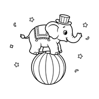 Bébé Éléphant de Cirque Mignon en Équilibre sur une Balle