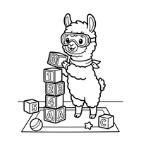 Llama Playing with Learning Blocks