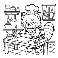Panda Vermelho Chef Assando Biscoitos