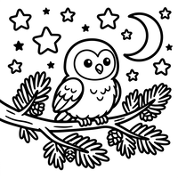 Süße Eule in der Sternennacht