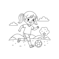 Niña Feliz Jugando Fútbol en el Parque