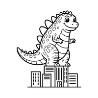 Mignon Godzilla sur les Bâtiments de la Ville