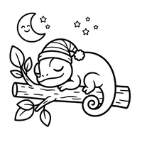 Camaleão Dormindo sob a Luz da Lua