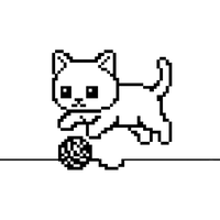 Pixelkonstkatt leker med garn
