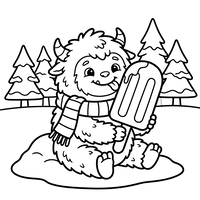 Petit Monstre d'Hiver Douillet avec une Glace Géante
