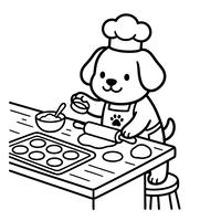 Puppy Chef Baking Cookies