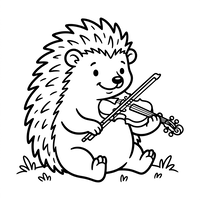 Musical Hedgehog Playing Violin