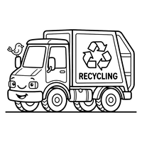 Camión de Reciclaje Amigable con Pájaro