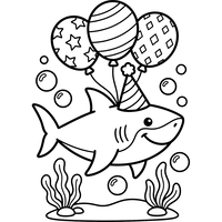 Happy Party Shark with Balloons