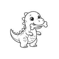 Cute Baby Dinosaur with a Bone