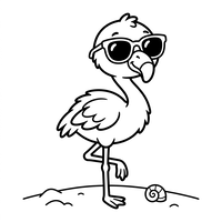 Flamingo Descolado na Praia