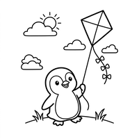 Schattige Pinguïn met Vlieger