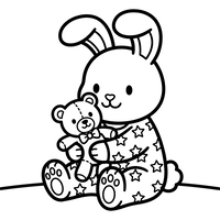 Kelinci Lucu dengan Piyama Bintang dan Boneka Beruang