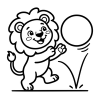 Happy Baby Lion Playing with a Ball