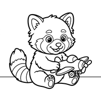 Adorable Bébé Panda Roux avec Avion Jouet
