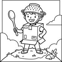 Enfant Heureux en Costume de Robot Fait Maison