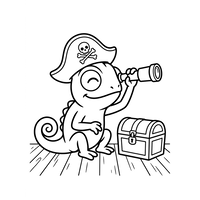 Camaleonte Pirata con Scrigno del Tesoro
