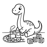 Cute Dinosaur Playing with Toys