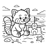 Cute Red Panda at the Beach