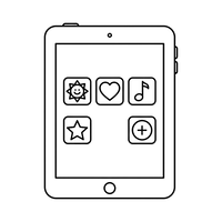 Tablet mit mobilen Anwendungssymbolen