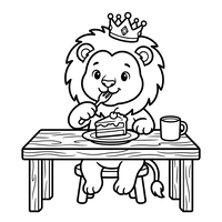 Lion Royal Mangeant du Gâteau