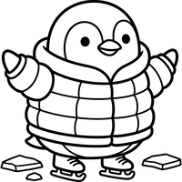 Lindo Pingüino Patinando sobre Hielo