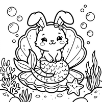 Putri Duyung Kelinci Lucu di dalam Kerang
