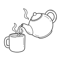 Teapot Pouring Hot Drink into a Mug