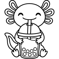 Glad Axolotl Drikker Bubble Tea