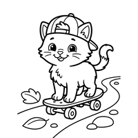 Cool Skateboarding Kitten