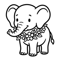 Baby Elephant with Flower Garland
