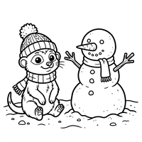 Simpatica Lontra e Pupazzo di Neve Amici d'Inverno