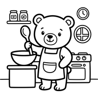 Mignon Ours Chef dans la Cuisine