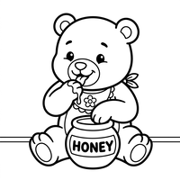 Søt Teddybjørn som Spiser Honning