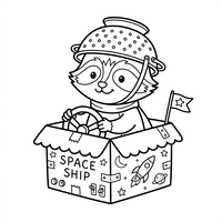 Guaxinim Astronauta em uma Nave de Papelão