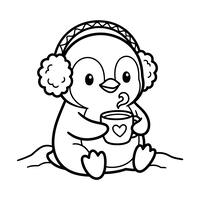 Pingüino Lindo con Chocolate Caliente