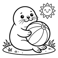 Glad selunge med strandball