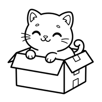 Blij kitten in een doos